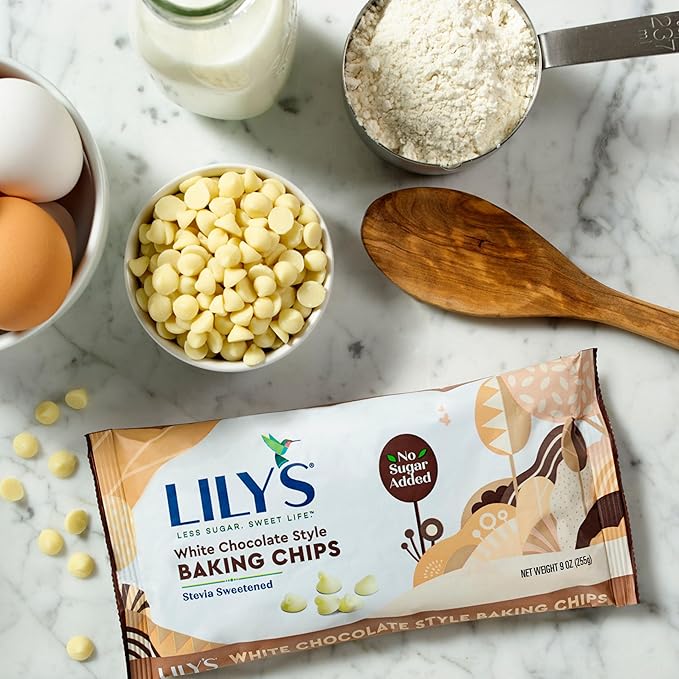 LILY'S White Chocolate Style No Sugar Added, Baking Chips Bag, 9 oz