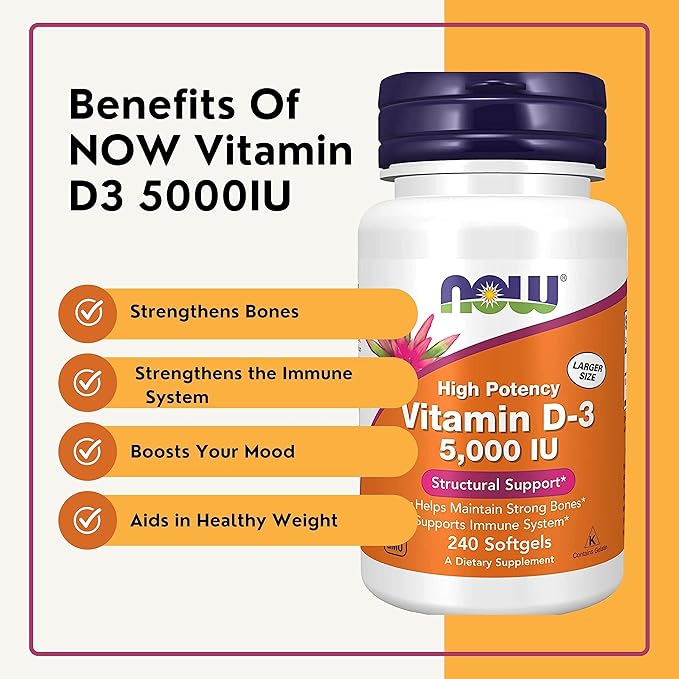 Worldwide Nutrition Now Supplements Vitamin D3 5000 IU 240 Count