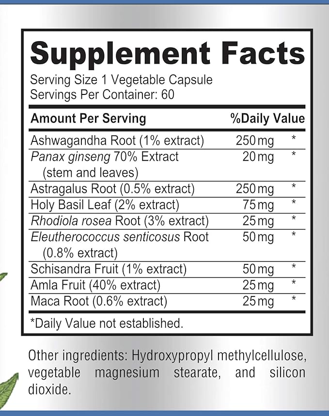 Adaptogen Stress Relief Immune Support Formula 60 Capsules