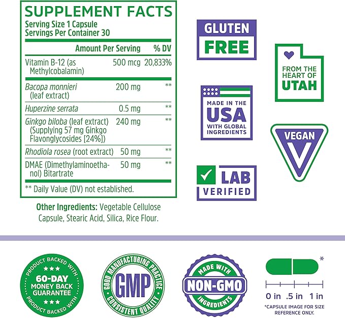 Zhou Neuro Peak Brain Support Supplement 30 VegCaps