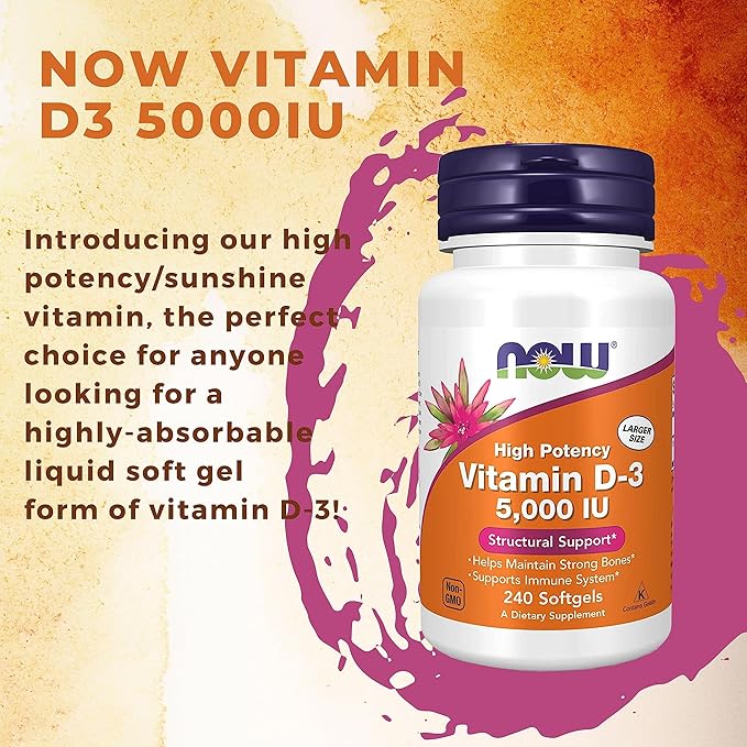 Worldwide Nutrition Now Supplements Vitamin D3 5000 IU 240 Count