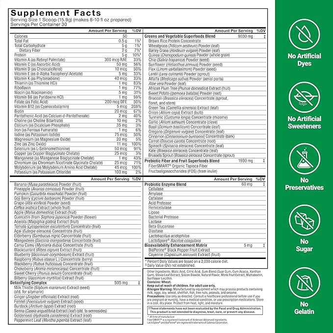 Force Factor Smarter Greens Superfoods + Digestion Powder, 3-Pack, Greens Powder with 2 Billion Probiotics, Digestive Enzymes, and Antioxidants to Detox, Cleanse, and Support Immunity, 90 Servings