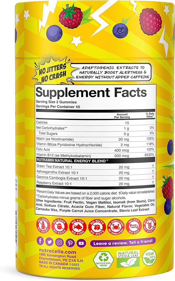 NUTRAMIN Energy Boost Vitamin Gummy B12, Green 90 ct