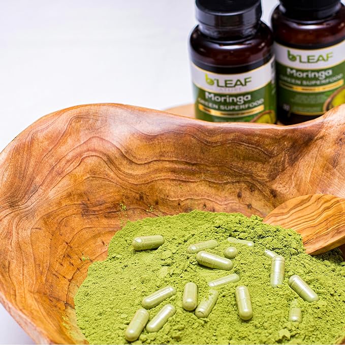 B'LEAF NATURE Organic Moringa Oleifera 90 Capsules, 1000mg – Organic Moringa Powder Capsules - Pure Moringa Leaf Capsules Energy Natural Wellness & Immune Support – Vegan, Non-GMO Moringa Supplement