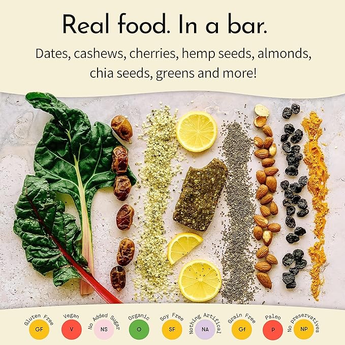 Send Bars Plant-Based Vegan Healthy Protein Bars, With Greens (The Full Send Variety Box, 8 Bars) – Lemon Cherry (x2), Peanut Butter (x2), Banana Bread (x2), Peanut Cacao Crunch (x2)