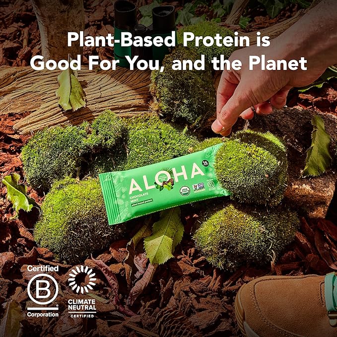 ALOHA Organic Plant Based Protein Bar MINIS |Coconut Chocolate Almond | 20 Count, 24g Bars | Vegan, Low Sugar, Gluten Free, Paleo, Low Carb, Non-GMO, Stevia Free, Soy Free, No Sugar Alcohols