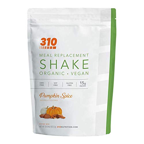 310 Nutrition - Vegan Organic Plant Powder and Meal Replacement Shake - Gluten, Dairy, and Soy Free - Keto and Paleo Friendly - 0 Grams of Sugar - Pumpkin Spice - 28 Servings