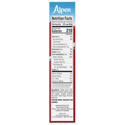 Alpen Original Muesli, Swiss Style Muesli Cereal, Whole Grain, Non-GMO Project Verified, Heart Healthy, Kosher, Vegan, 14 Oz Box (Pack of 6)