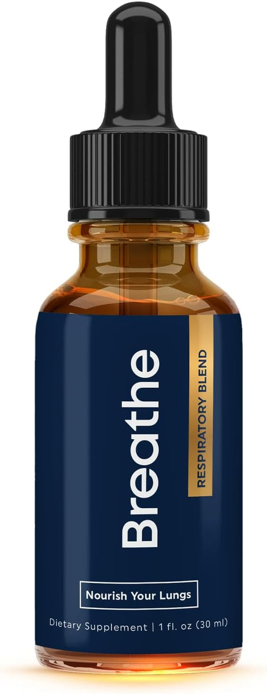 BREATHE 8-IN-1 Mullein Drops For Lungs Detox & Lung Cleanse | Peppermint, Thyme & Mullein Leaf Extract For Lungs | Lung Support Supplement For Breathing & Respiratory System- 1 fl.oz