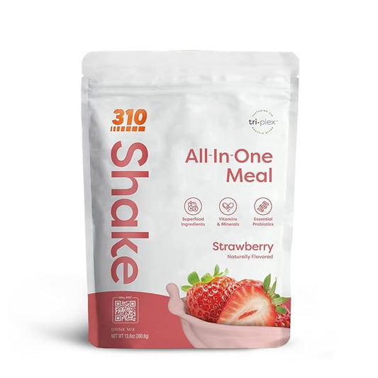 310 Nutrition Meal Replacement Shake – Superfood Blend, Low Carb, Keto & Paleo Friendly, Gluten-Free – Natural Sweeteners, 26 Essential Vitamins & Minerals - Strawberry, 14 Servings