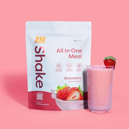 310 Nutrition All-In-One Meal Replacement Shake - Fiber-Rich Superfood Blend with Natural Sweeteners - Low Carb, Keto & Paleo Friendly, Gluten-Free, 26 Essential Vitamins & Minerals, Strawberry, 28 Servings