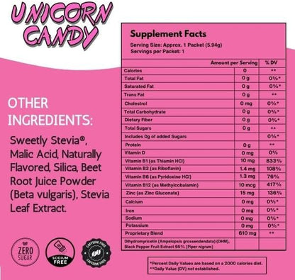 After Alcohol Aid Wellness Vitamins I Restore Better Mornings I Dihydromyricetin DHM & B Vitamins Complex I Antioxidants Supplement and Liver Support I 5 Powder Stick Drink Packets I Unicorn Candy
