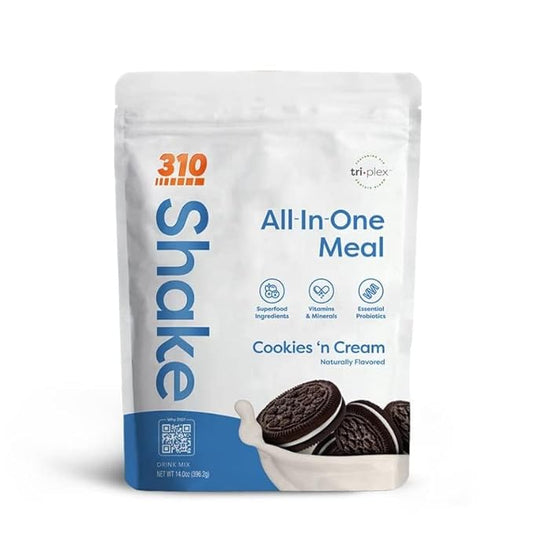 310 Nutrition - All In One Meal Replacement Shake - Fiber Rich Vegan Superfood Blend - Natural Sweeteners - Low Carb Shake, Keto & Paleo Friendly - Gluten Free - 26 Essential Vitamins & Minerals (Cookies N' Cream, 14 Servings)