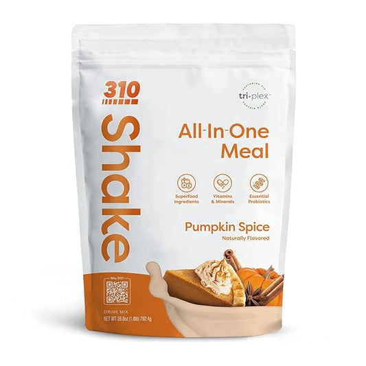 310 Nutrition All-In-One Meal Replacement Shake - Fiber-Rich Vegan Blend with Natural Sweeteners - Low Carb, Keto & Paleo Friendly, Gluten-Free, 26 Essential Vitamins, Pumpkin Spice, 28 Servings