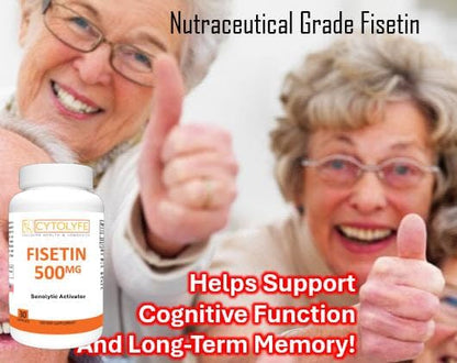 Fisetin 500mg 98% Pure Fisetin 500mg Therapeutic Dose 30 Capsules Senolytic Activator Anti-Aging Longevity
