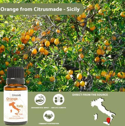 Orange Essential Oil - Direct from Citrusmade in Sicily- Pure Essential Oils for Diffusers and Aromatherapy - 100% Pure Therapeutic Grade (25LBS)