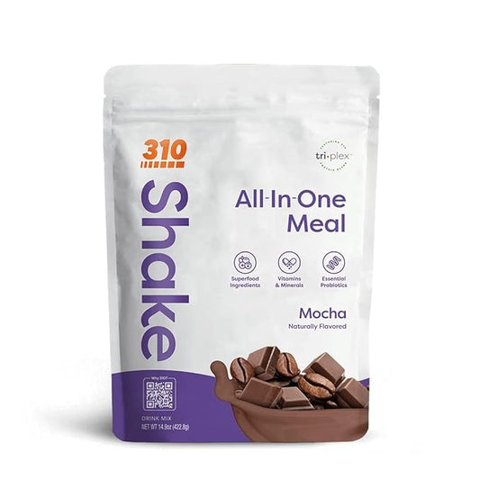 310 Nutrition Meal Replacement Shake - Fiber-Rich Superfood Blend - Low Carb, Keto & Paleo Friendly, Gluten-Free, 26 Essential Vitamins & Minerals, Natural Sweeteners - Mocha, 14 Servings