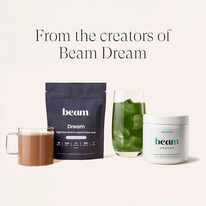 Beam Greens Powder, Greens Superfood Powder, Greens Supplement for Gut Health, Vegan, Non GMO Organic Greens Blend, Daily Greens with Ashwagandha, Vitamin C, B12, B6, D, Strawberry Kiwi, 30 Servings
