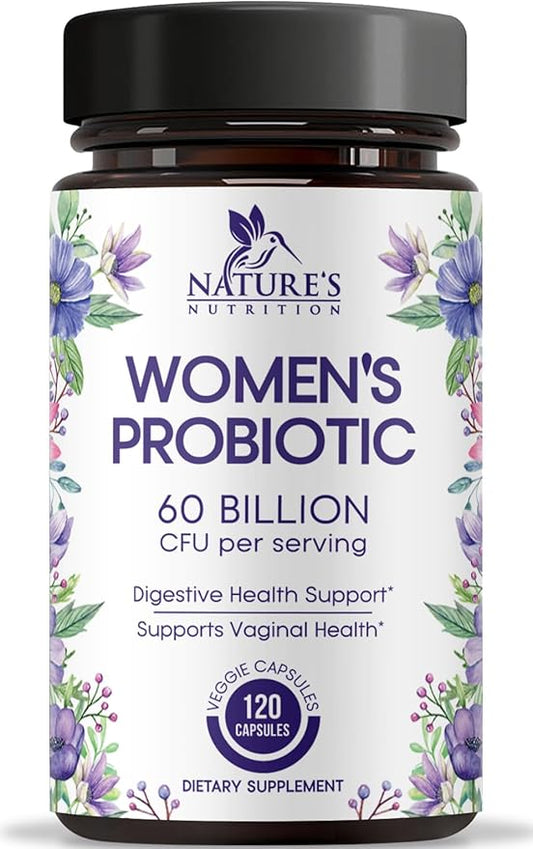 Probiotics for Women's Digestive Health, 60 Billion CFU 16 Strains for Vaginal pH, Gut Health & Immune Support, Daily Probiotic Supplement for Feminine Health, Gluten Free - 120 Capsules