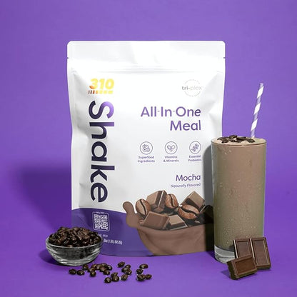 310 Nutrition Meal Replacement Shake - Fiber-Rich Superfood Blend - Low Carb, Keto & Paleo Friendly, Gluten-Free, 26 Essential Vitamins & Minerals, Natural Sweeteners - Mocha, 14 Servings