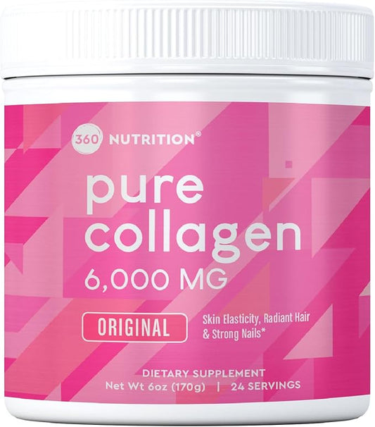 360 Nutrition Collagen Powder for Hair, 6 Oz, 24 Servings
