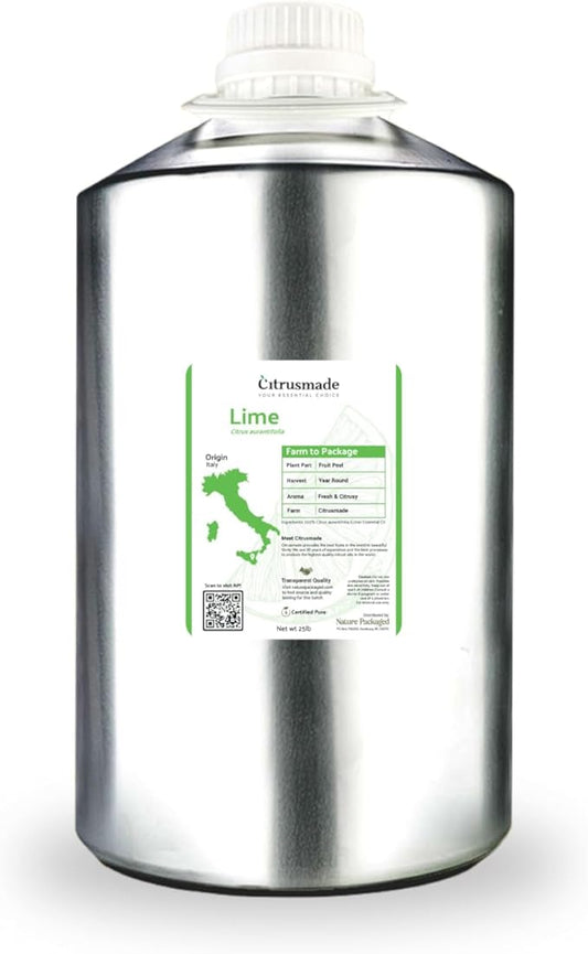 Lime Essential Oil - Direct from Citrusmade in Sicily- Pure Essential Oils for Diffusers and Aromatherapy in The Mediterranean - 100% Pure Therapeutic Grade (25LBS)
