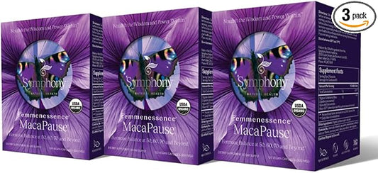 Femmenessence MacaPause – Clinically Proven for Post Menopause, Natural Hormone Balance Supplements for Women, Bone and Heart Health, Symptom Relief, Organic Maca Root Capsules (360)