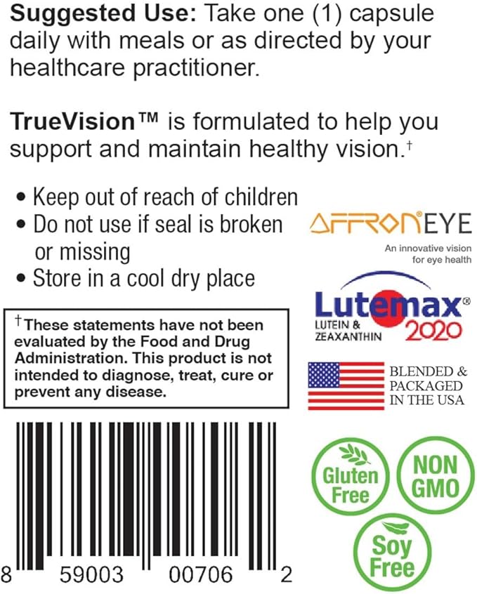 True-Vision Eye Health Supplement 20mg - (60 Veggie