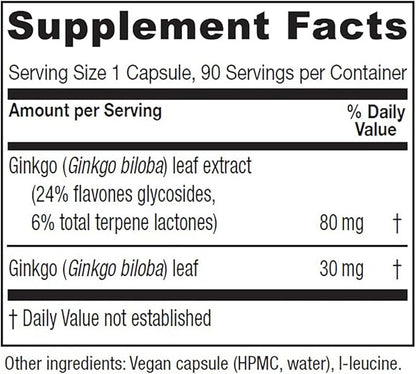 Vitanica Ginkgo - Brain Health Supplement 90 Capsules