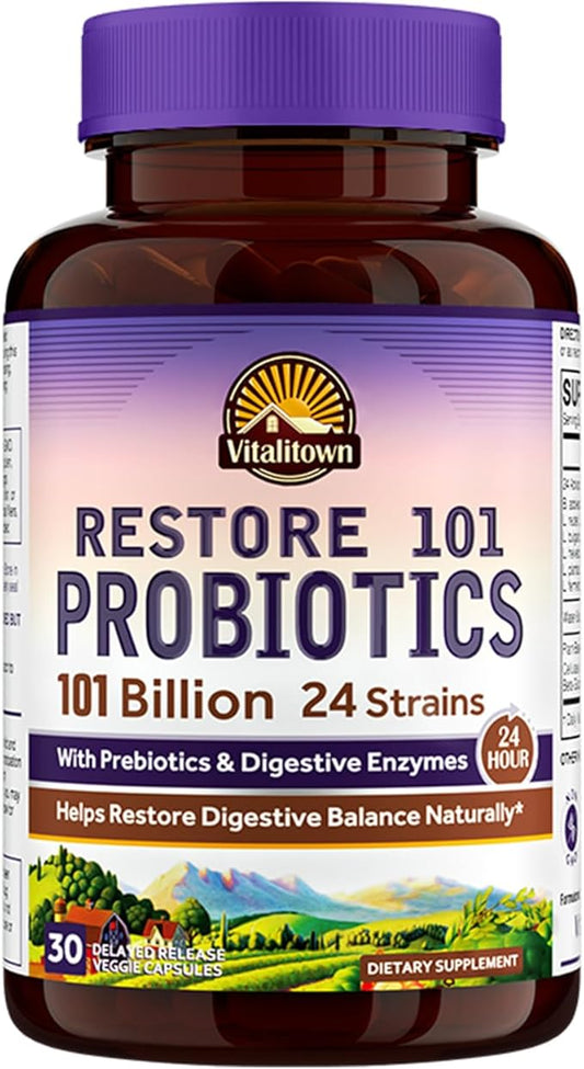 VITALITOWN Probiotics 101 Billion CFUs, 24 30 Caps