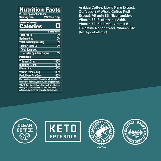 Bulletproof The High Achiever Ground Coffee, 10 Ounces, Medium-Dark Roast Enhanced Coffee with Lion's Mane Mushroom, B Vitamins, and Adaptogens for Energy and Focus