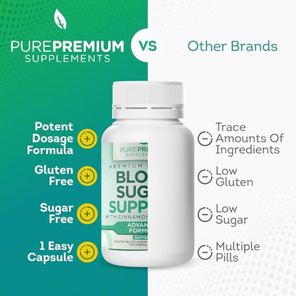 PurePremium Normal Blood Sugar Support Supplement-Cinnamon E-60 Count