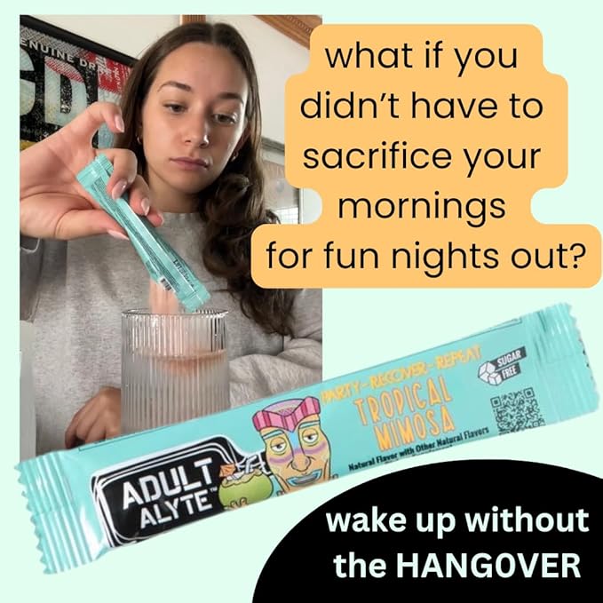 After Alcohol Aid Wellness Vitamins I Restore Better Mornings I Dihydromyricetin DHM & B Vitamins Complex I Antioxidants Supplement and Liver Support I 5 Powder Stick Drink Packets I Tropical Mimosa