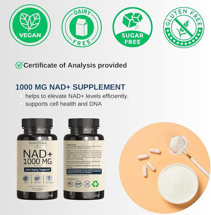 NAD Supplement 1000mg - Pure NAD Supplement for Anti-Aging