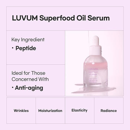 Slow Aging Super Food Oil Serum 1.01 fl. oz - Superfood Oil Serum - Anti-Aging & Hydration - Enhances Elasticity & Radiance - Nutrient-Rich Moisturizing Blend - Korean Skin Care