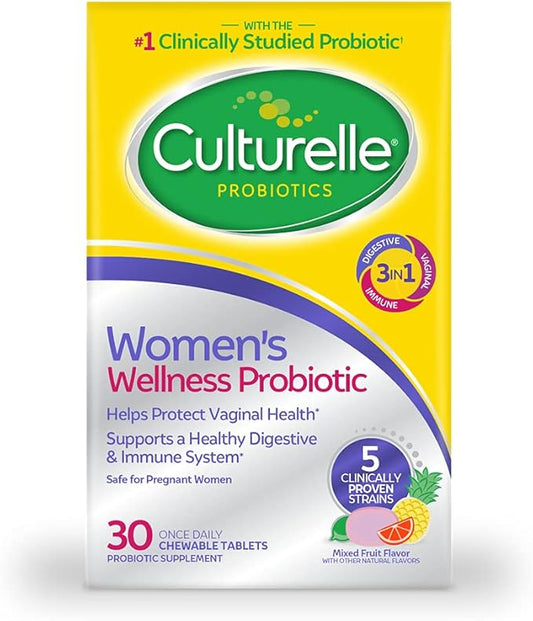 Culturelle Women’s Wellness, Daily Chewable Probiotics for Women - Supports Digestive, Vaginal and Immune Health, Occasional Diarrhea, Gas & Bloating - Non-GMO - 30 Count