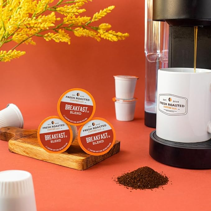 Fresh Roasted Coffee, Breakfast Blend, Light Roast, 24 Pods for K Cup Brewers