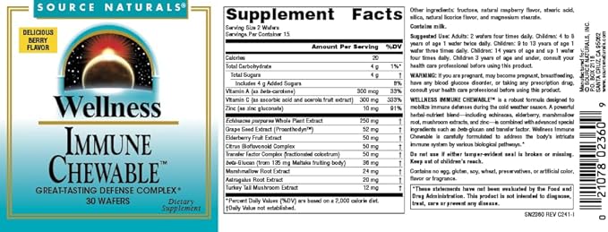 Source Naturals Wellness Immune Chewable Defense Complex* 30 Chewables