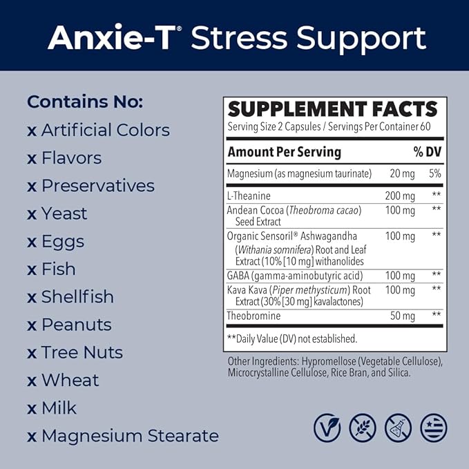 Anxie-T - Stress Relief Supplement - 120 Capsules