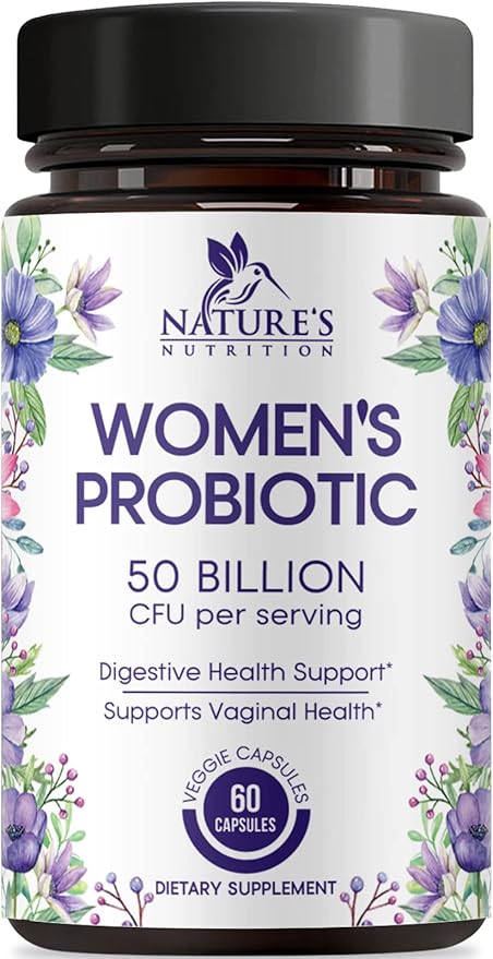 Probiotics for Women's Digestive Health, 50 Billion CFU for Vaginal pH, Gut Health & Immune Support, Daily Probiotic Supplement for Feminine Health, 5 Strains, Gluten Free - 60 Capsules