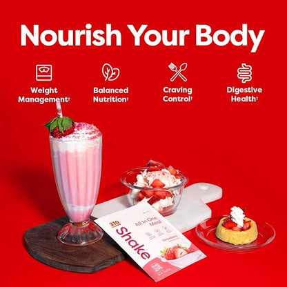 310 Nutrition All-In-One Meal Replacement Shake - Fiber-Rich Superfood Blend with Natural Sweeteners - Low Carb, Keto & Paleo Friendly, Gluten-Free, 26 Essential Vitamins & Minerals, Strawberry, 28 Servings