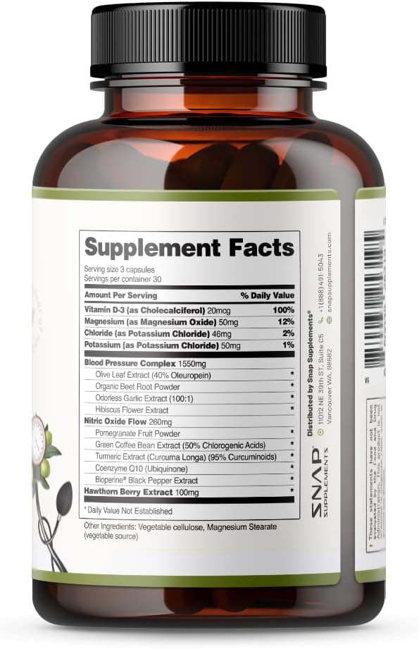 Snap Supplements Heart Health Supplements and 90 Capsules