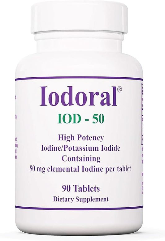 Optimox Iodoral 50 mg Supplement - Potassium Iodide Tablets, High Potency Iodine Tablets, Iodine Supplements for Thyroid Support, Daily Vitamins and Minerals, Lugol's Iodine Solution - 90 Count