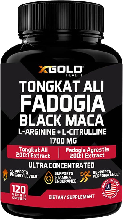 X Gold Health Tongkat Ali, Fadogia Agrestis, Black Maca, L-Arginine & L-Citrulline: Boost Energy, Vitality, Performance, Muscle Recovery & Balance – Premium Wellness Support for Men & Women