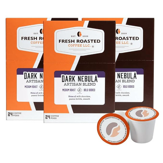 Fresh Roasted Coffee, Dark Nebula, Medium Roast, 72 Pods for K Cup Brewers