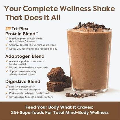 310 Nutrition All-In-One Meal Replacement Shake - Fiber-Rich Vegan Superfood Blend with Natural Sweeteners - Low Carb, Keto & Paleo Friendly, Gluten-Free, 26 Essential Vitamins & Minerals, Chocolate Bliss, 28 Servings