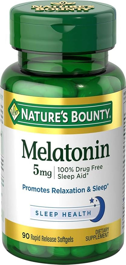 Nature's Bounty Melatonin 5mg, 90 Softgels 2)