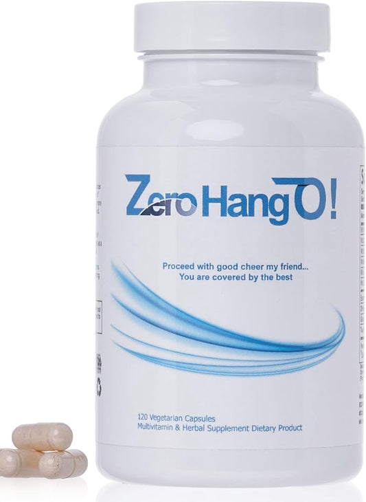 ZeroHangO!- 120 Capsules. Better Morning and Hydration Pills Dihydromyricetin, Taurine, Essential Phospholipids, Glutathione. Recovery, Relief.
