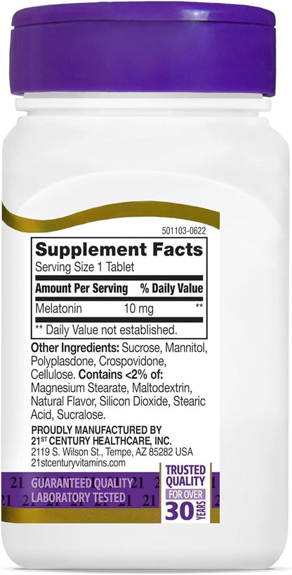 21st Century, Melatonin Quick Dissolve Tablets 10 mg, 120 Count