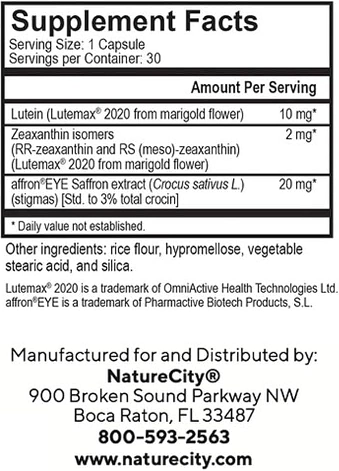 True-Vision Eye Health Supplement 20mg - (30 Veggie